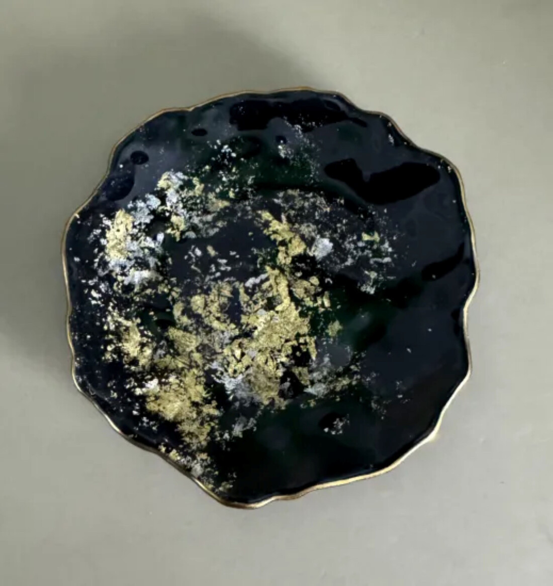 豆皿&nbsp;口金ロック&nbsp;古代金箔漆黒&nbsp;［NF172］