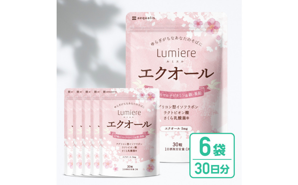 エクオール&nbsp;サプリメント&nbsp;ルミエル&nbsp;エクオール&nbsp;6袋