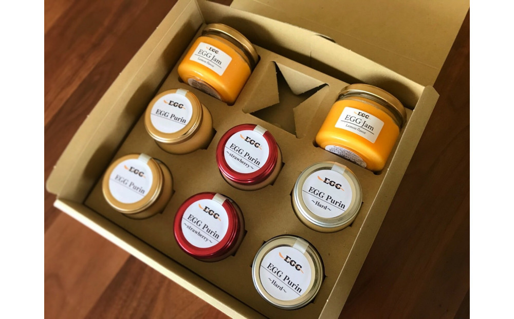 ＜TVで紹介！＞たまごジャム2個と3種のたまごプリンの詰め合わせ