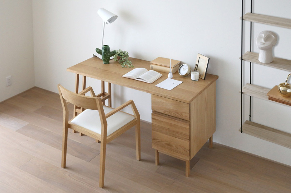 【開梱設置】高野木工&nbsp;プレーンデスク&nbsp;SET7&nbsp;オーク（W130×D60cm）【10年保証】