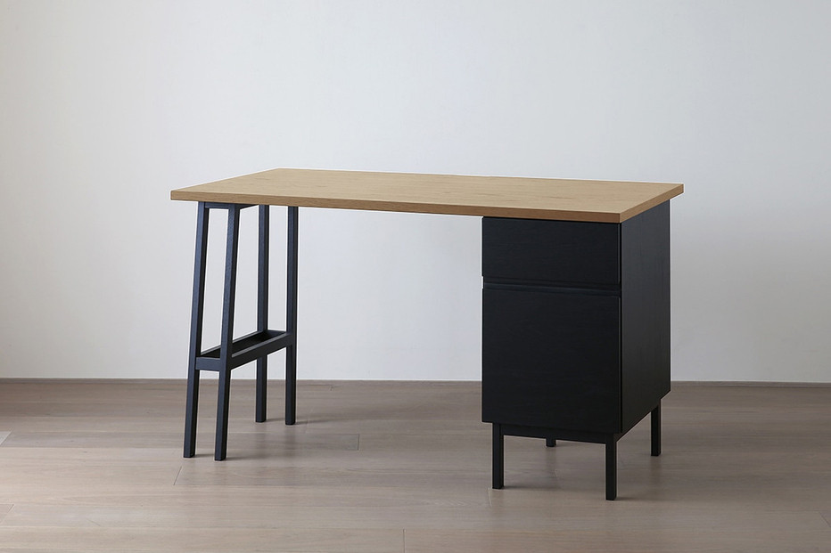 【開梱設置】高野木工&nbsp;プレーンデスク&nbsp;SET6&nbsp;天板/オーク&nbsp;パーツ/オーク黒塗装（W120×D70cm）【10年保証】