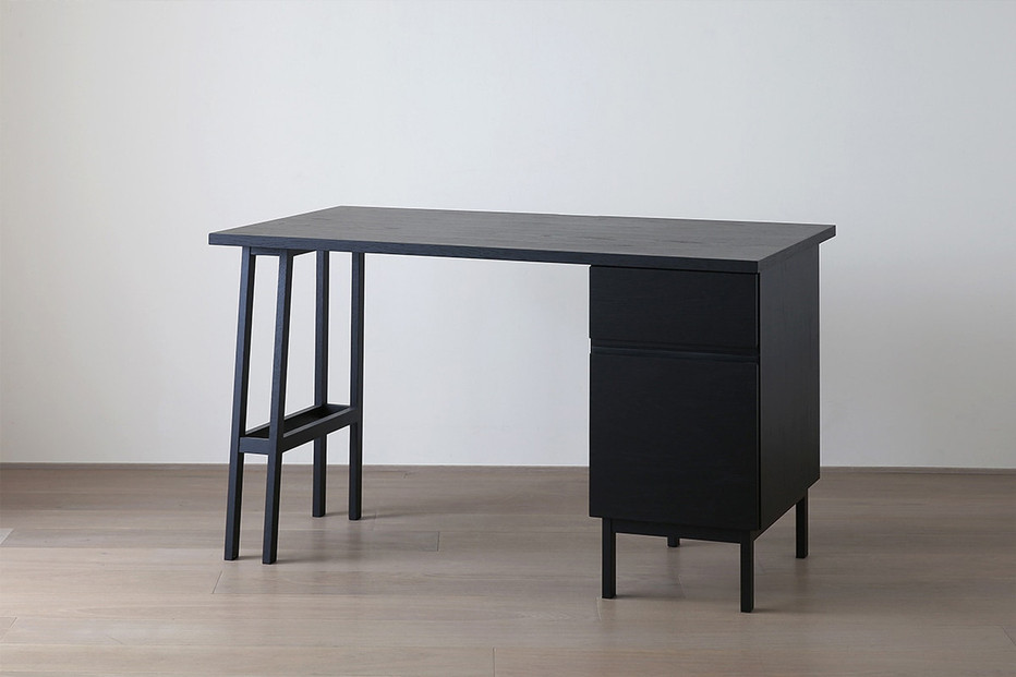 【開梱設置】高野木工&nbsp;プレーンデスク&nbsp;SET5&nbsp;オーク黒塗装（W120×D70cm）【10年保証】