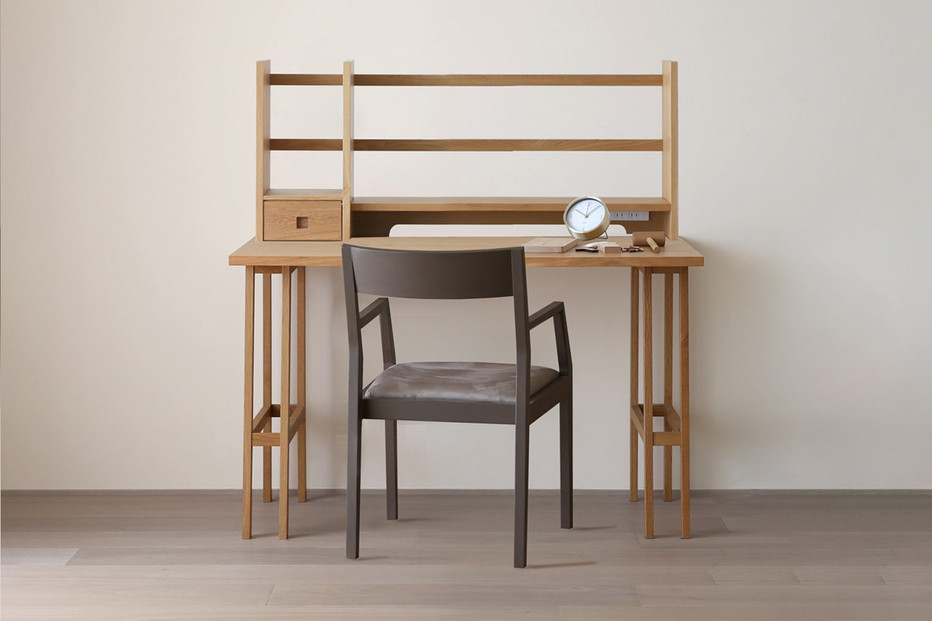 【開梱設置】高野木工&nbsp;プレーンデスク&nbsp;SET2&nbsp;オーク（W90×D55cm）【10年保証】