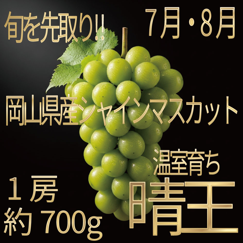 [HS]ぶどう&nbsp;2026年&nbsp;先行予約&nbsp;7月・8月発送&nbsp;温室シャイン&nbsp;マスカット&nbsp;晴王&nbsp;1房&nbsp;約700g