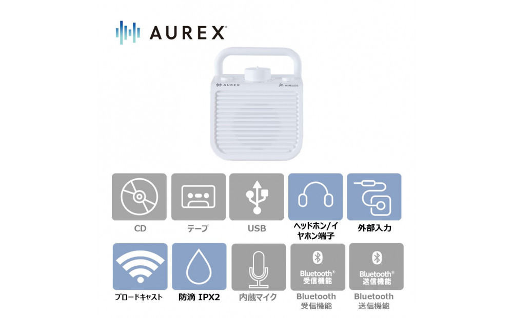 AUREX&nbsp;テレビ用スピーカー（ワイヤレス）「声くっきり」機能搭載&nbsp;AX-WST10(W)