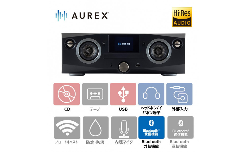 AUREX&nbsp;CD/FMワイヤレススピーカーシステム&nbsp;サウンドプロセッサー搭載&nbsp;AX-XSS100(K)
