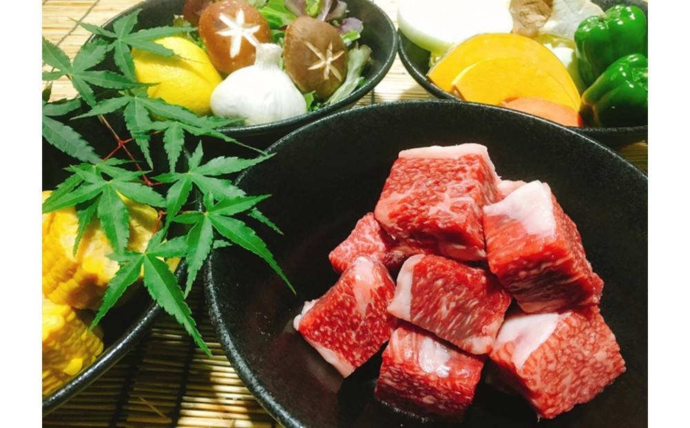 【冷凍・日時指定可能】実生庵の黒毛和牛近江牛&nbsp;歯ごたえMAX&nbsp;ひとくち角切りステーキ&nbsp;500g&nbsp;BM1