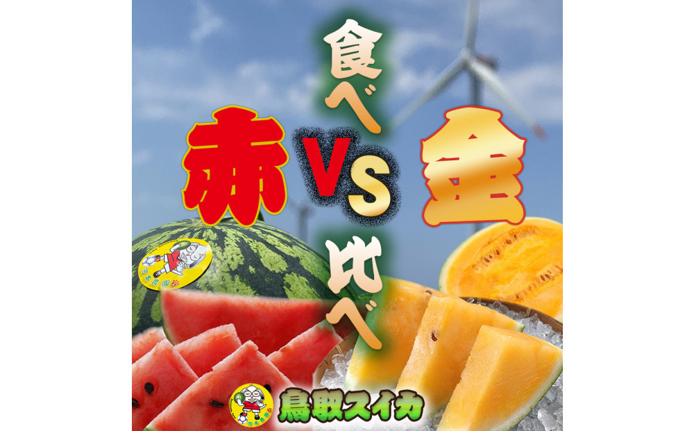 1254.【先行予約】鳥取スイカの食べ比べ！2玉セット（赤肉すいか＆金色羅皇）