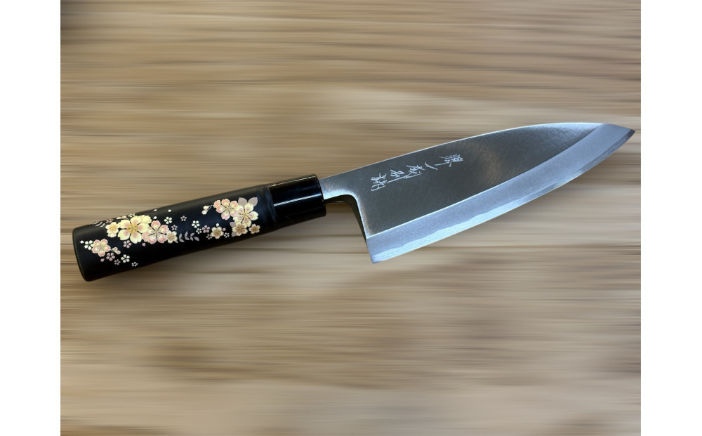 はがね出刃包丁　＜桜の花＞　和風レトロモダン　木製ハンドル