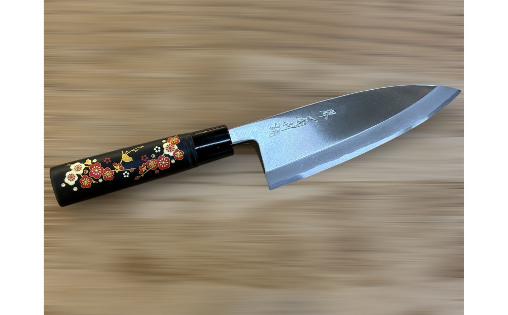 はがね出刃包丁　＜梅の花＞　和風レトロモダン　木製ハンドル