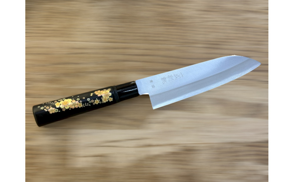 極上　安来青鋼1号　三徳万能包丁　桜の花＜和風レトロモダン＞　木製ハンドル