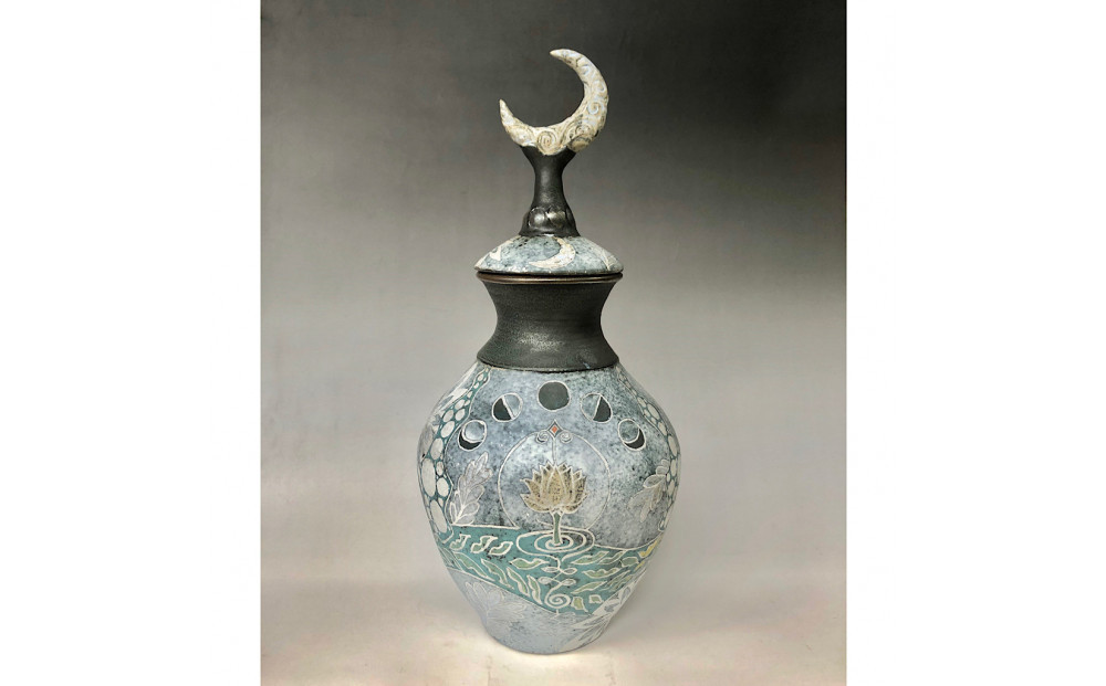 益子焼&nbsp;蓋付き花器「月が見える」&nbsp;|&nbsp;栃木県&nbsp;伝統工芸品&nbsp;美術品&nbsp;1点限定品&nbsp;一点物&nbsp;陶器&nbsp;陶芸&nbsp;作家