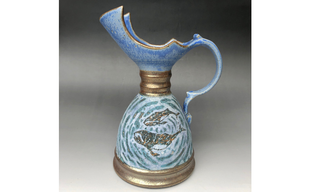 益子焼&nbsp;オルカとクジラのいる注器＊花器&nbsp;|&nbsp;栃木県&nbsp;伝統工芸品&nbsp;美術品&nbsp;1点限定品&nbsp;一点物&nbsp;陶器&nbsp;陶芸&nbsp;作家