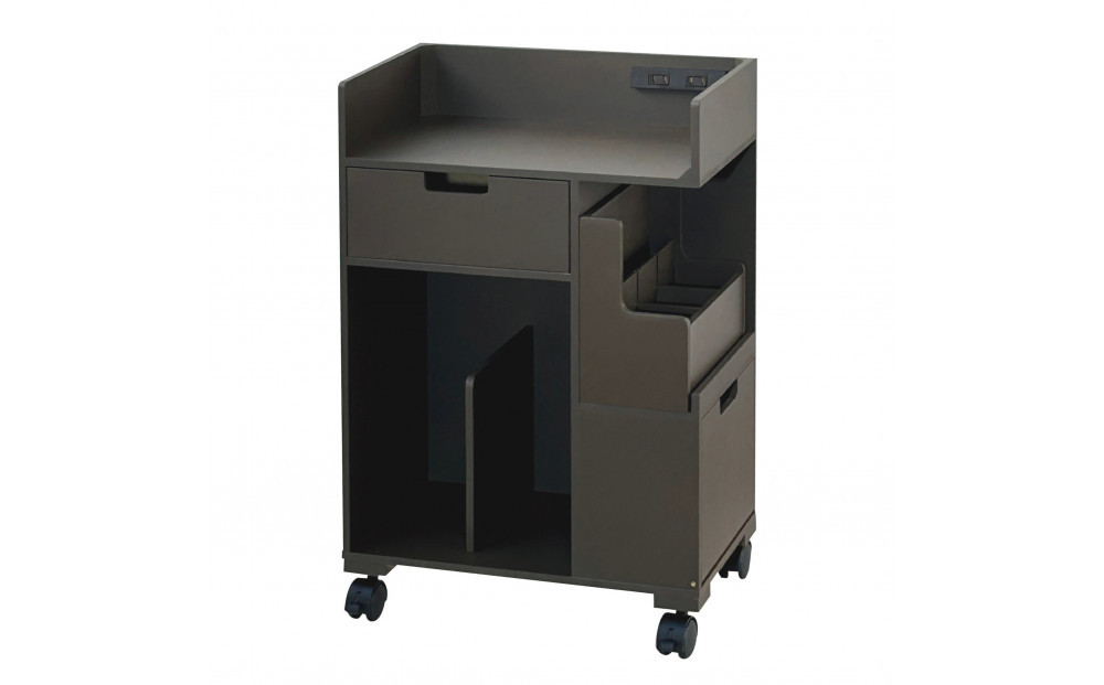 ＜静岡製作所＞パソコン作業ワゴン（小）　ダークブラウン【沖縄・離島不可】