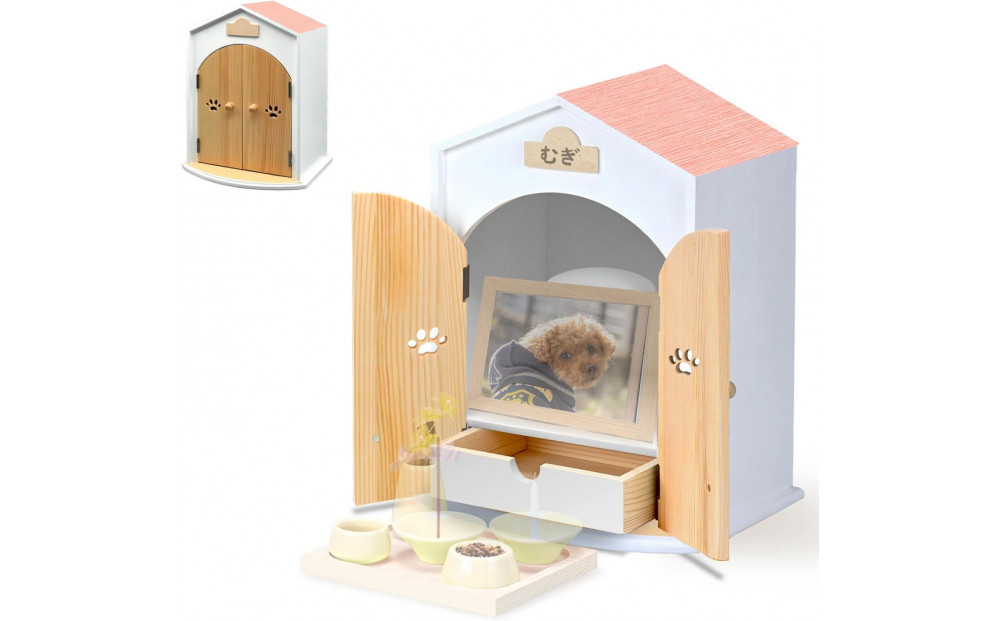 ペット用仏壇&nbsp;AngelHouse天使のおうち型仏壇　サーモンピンク