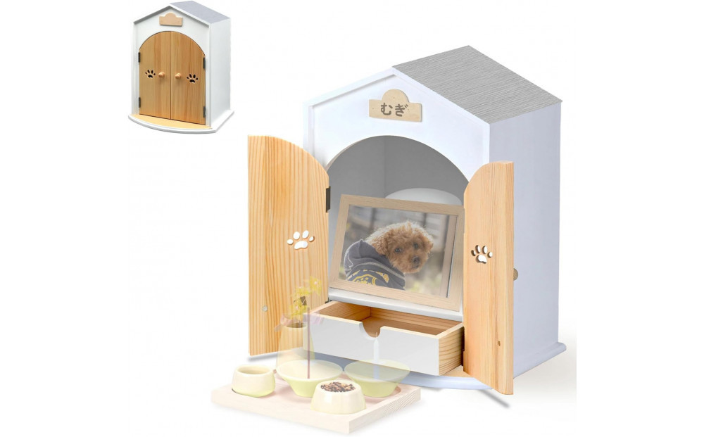 ペット用仏壇&nbsp;AngelHouse天使のおうち型仏壇　パールグレー