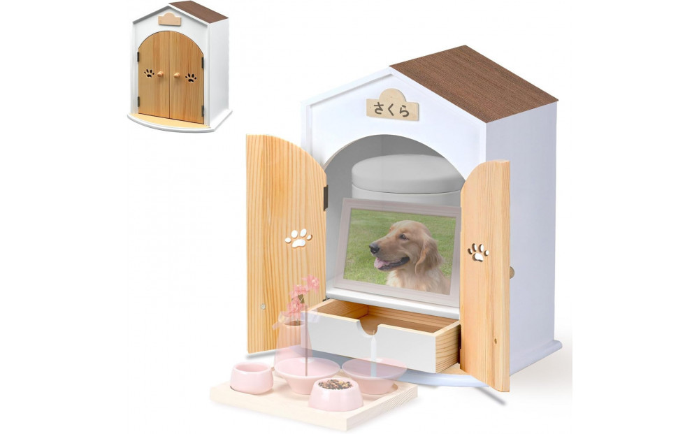 ペット用仏壇&nbsp;AngelHouse天使のおうち型仏壇　木目ダーク