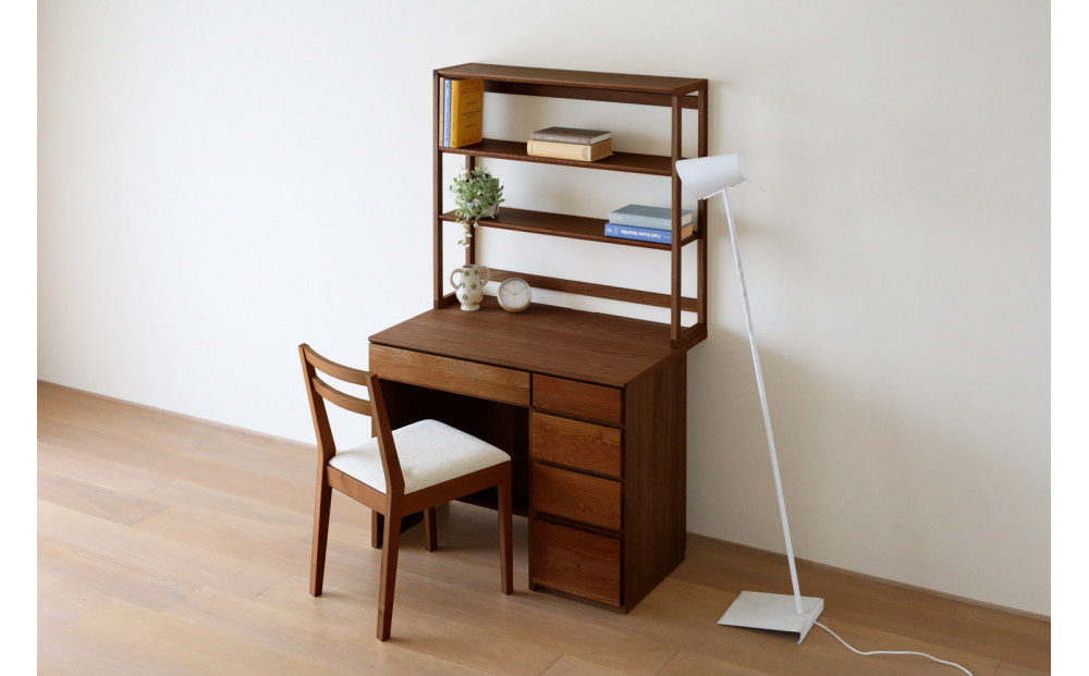 【開梱設置】高野木工&nbsp;アスター&nbsp;オーダー突板天板&nbsp;(幅90cm&nbsp;奥行き60cm)&nbsp;+&nbsp;60デスク&nbsp;+&nbsp;30チェスト&nbsp;+&nbsp;90ラック&nbsp;天板のみ受注生産&nbsp;※チェア別売&nbsp;ウォルナット【10年保証】