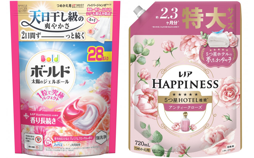 ボールド&nbsp;ジェルボール&nbsp;４D華やかおひさまとプレミアムブロッサムの香り&nbsp;＆&nbsp;レノアハピネスローズ&nbsp;つめかえ用