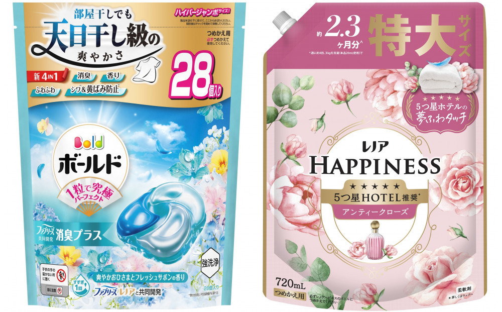 ボールド ジェルボール 4D 爽やかフレッシュサボンの香り ＆ レノアハピネスローズつめかえ用