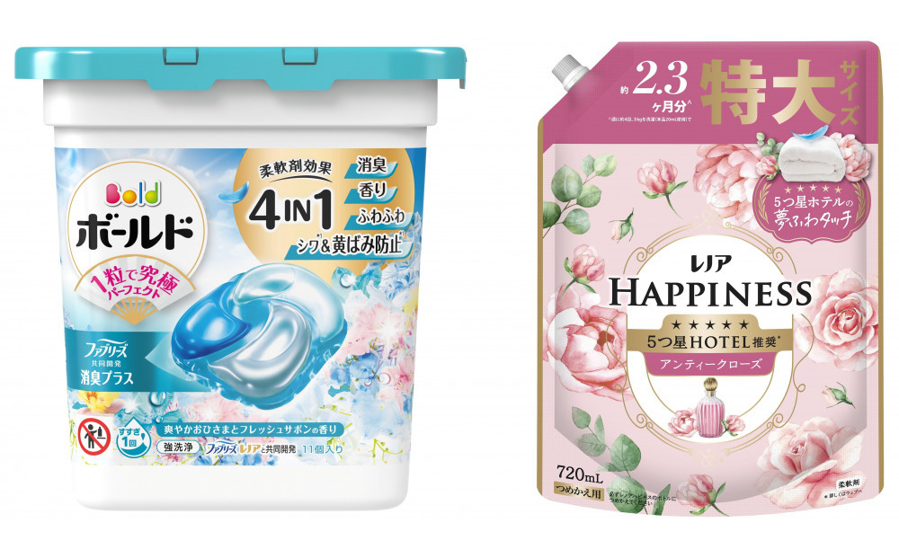 ボールド ジェルボール 4D 爽やかフレッシュサボンの香り 本体＆ レノアハピネスローズつめかえ用