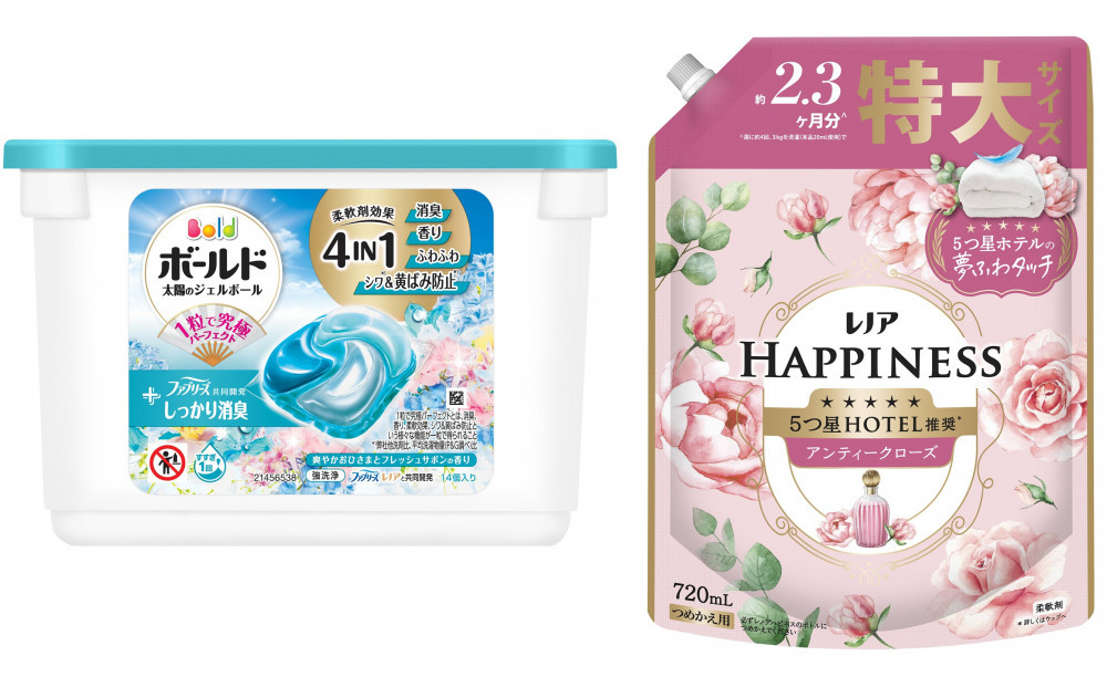 ボールド&nbsp;ジェルボール&nbsp;4D&nbsp;爽やかおひさまとフレッシュサボンの香り&nbsp;本体＆&nbsp;レノアハピネスローズつめかえ用