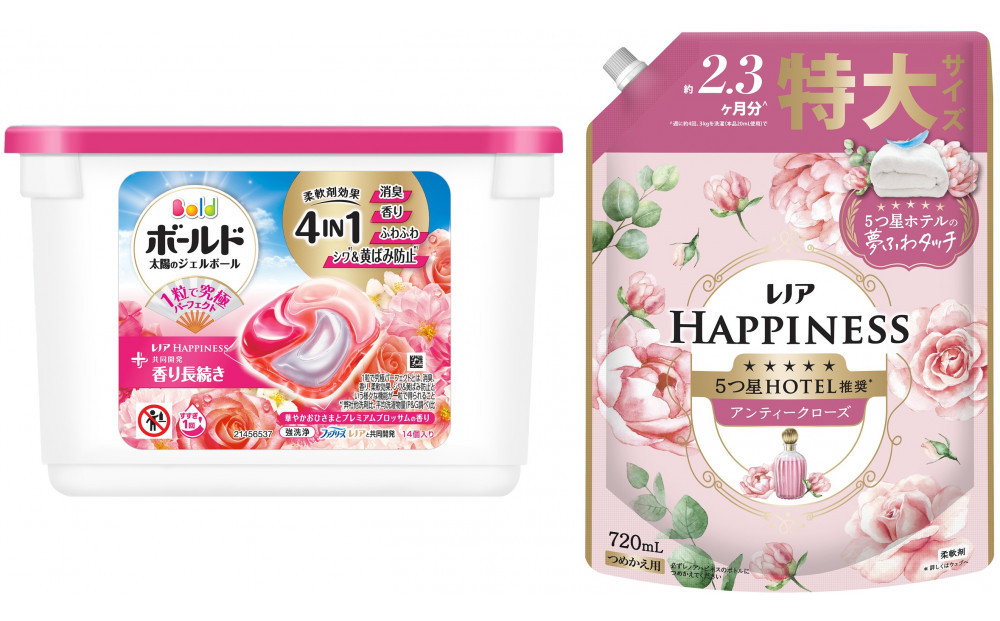 ボールド&nbsp;ジェルボール&nbsp;４D華やかおひさまとプレミアムブロッサムの香り&nbsp;本体＆&nbsp;レノアハピネスローズつめかえ用
