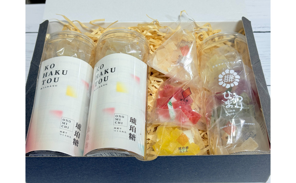 尾道でつくられた琥珀糖セット（筒3個＋小袋３個）