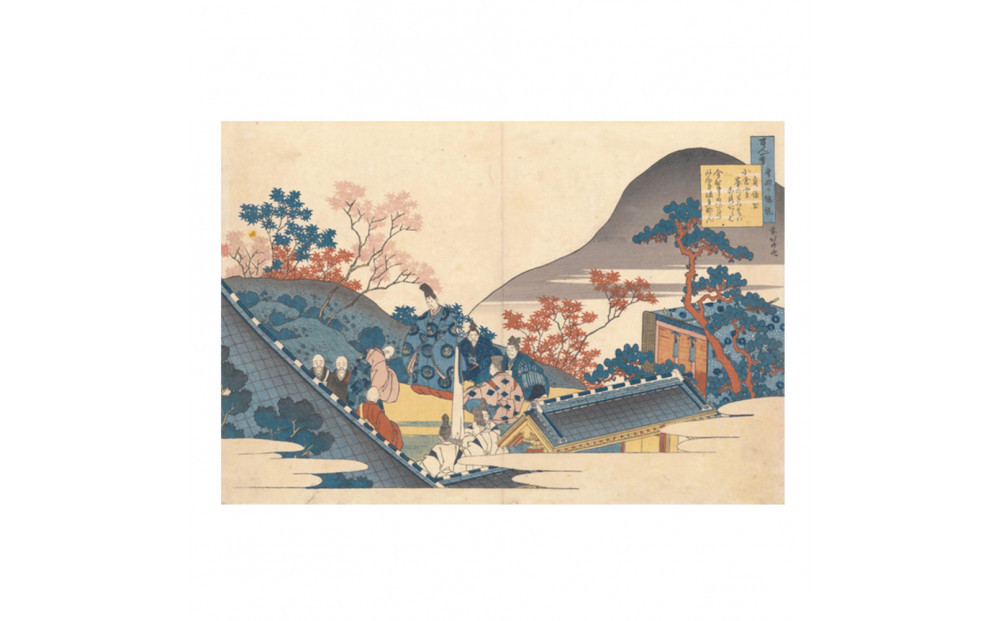 オリジナル【レプリカ浮世絵（１枚絵）葛飾北斎作「百人一首姥がゑとき/百人一首うばが絵解&nbsp;貞信公」】／名古屋刀剣博物館