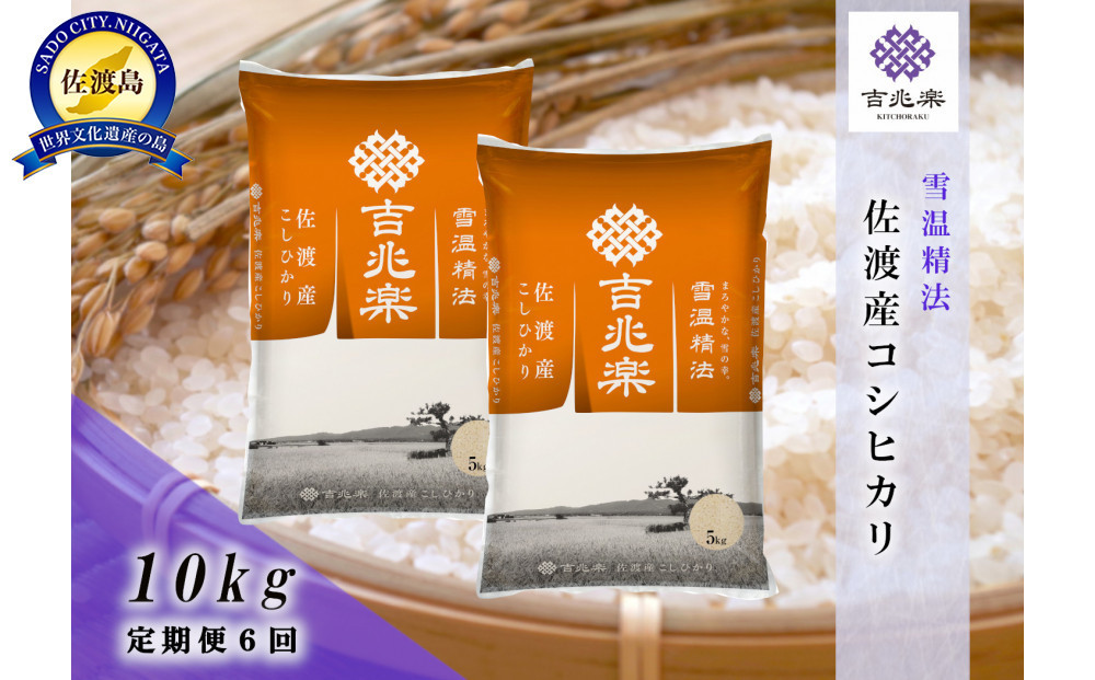 【令和7年産　頒布会】雪温精法　佐渡産こしひかり10kg×6回