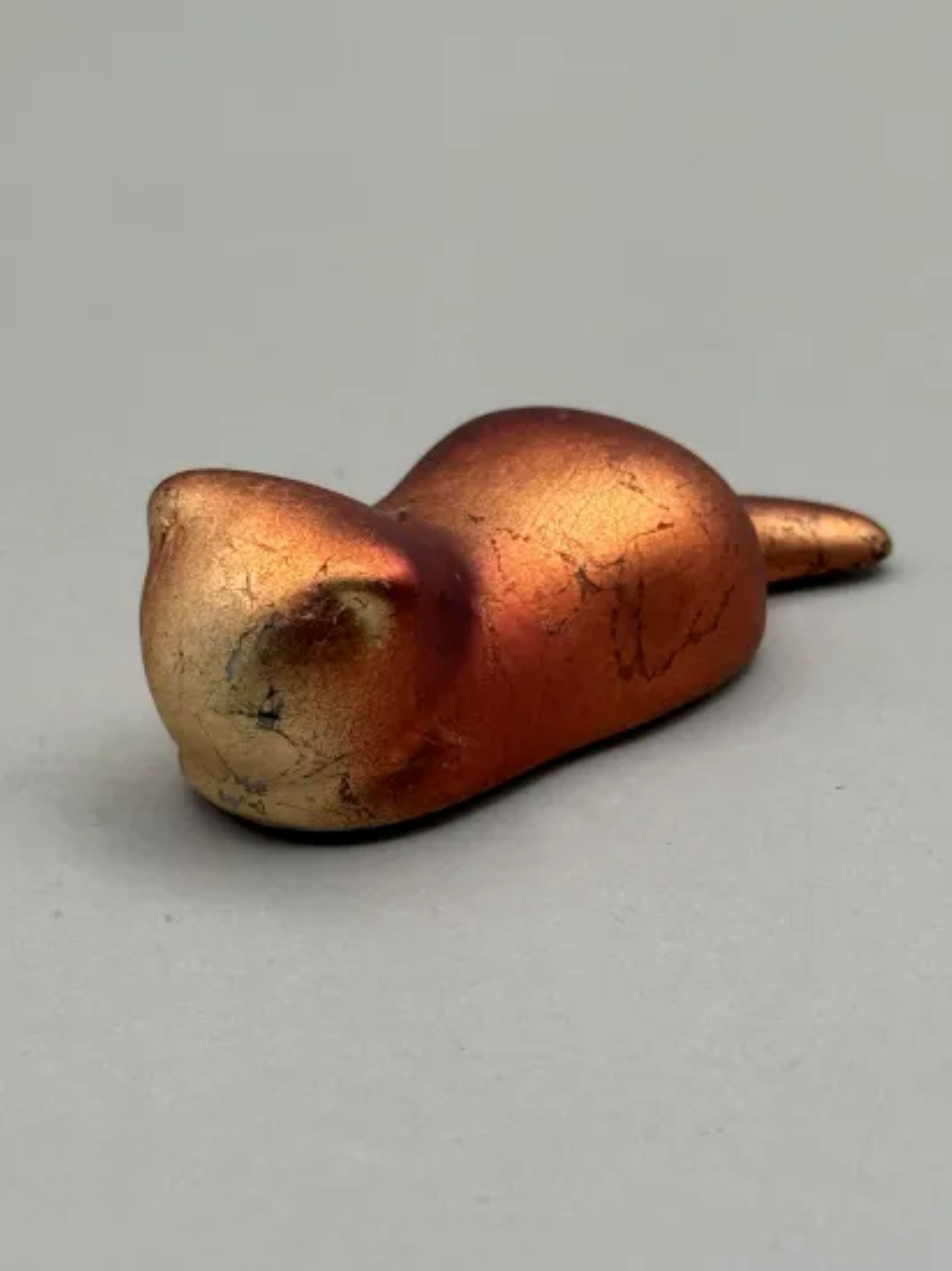 箸置き&nbsp;猫&nbsp;金箔グラデーションブラウン［NF234］