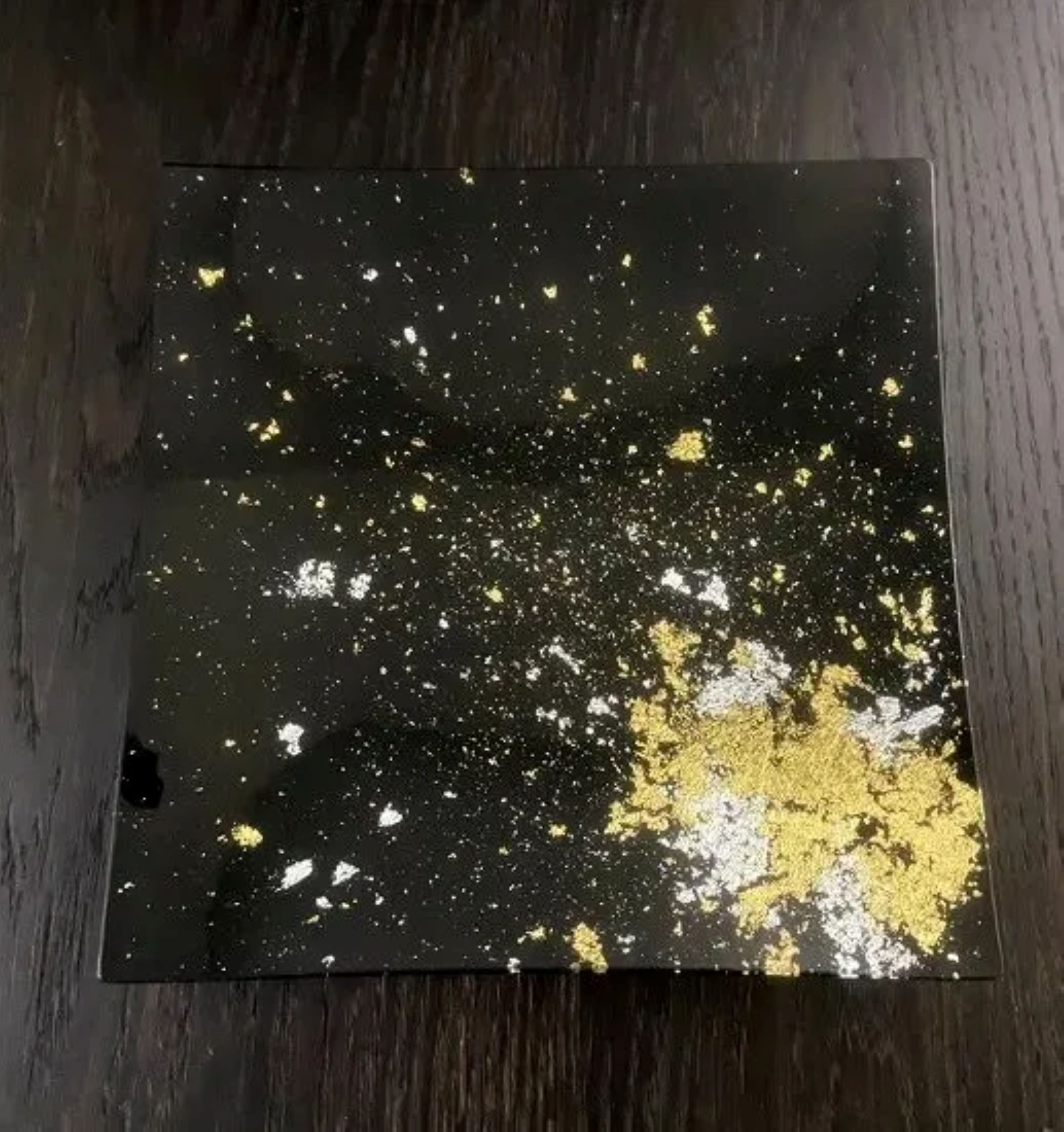 スクエアプレート(D)&nbsp;古代塗り金箔漆黒［NF209］