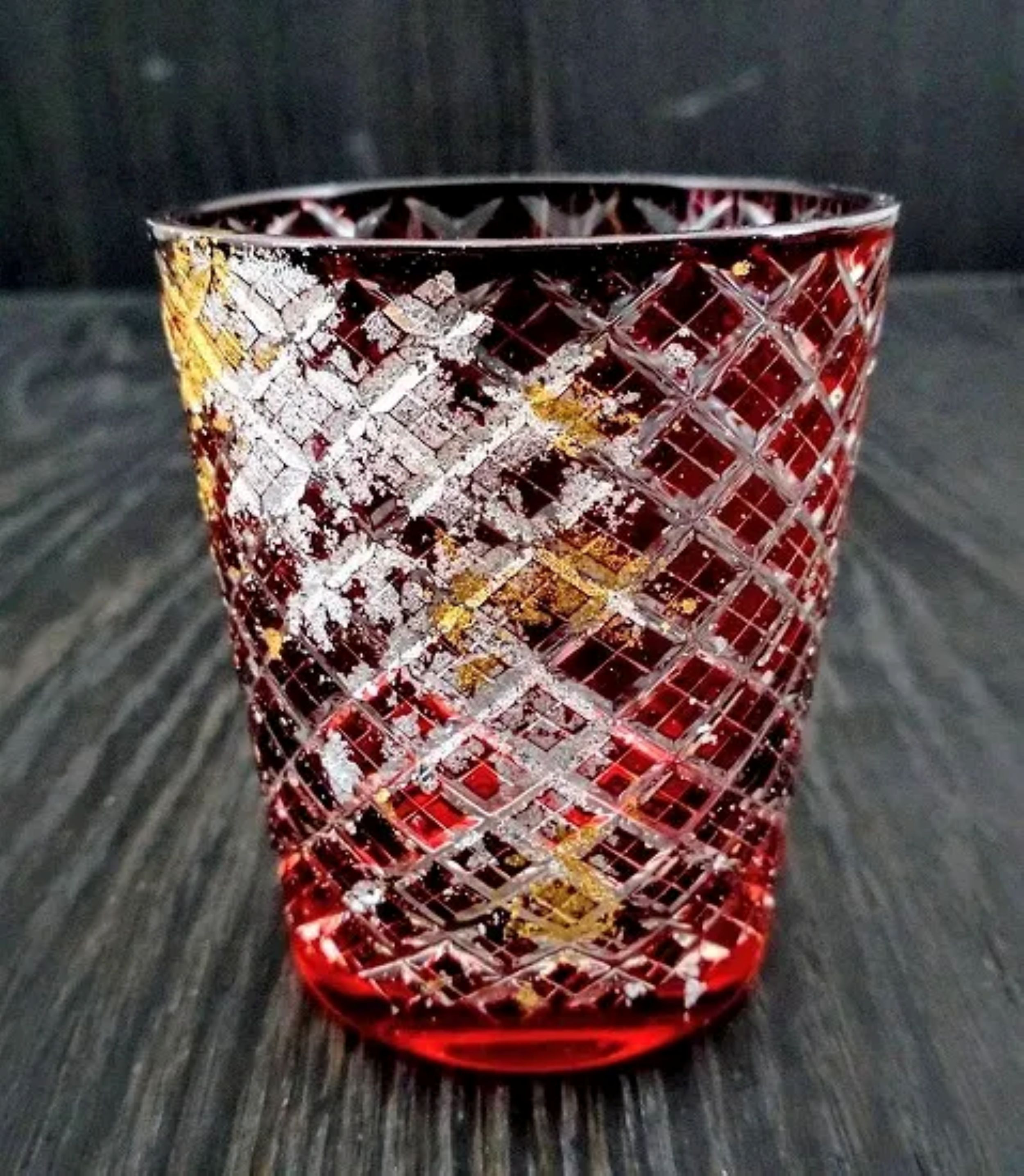 箔舞切子グラス220&nbsp;レッド［NF244］