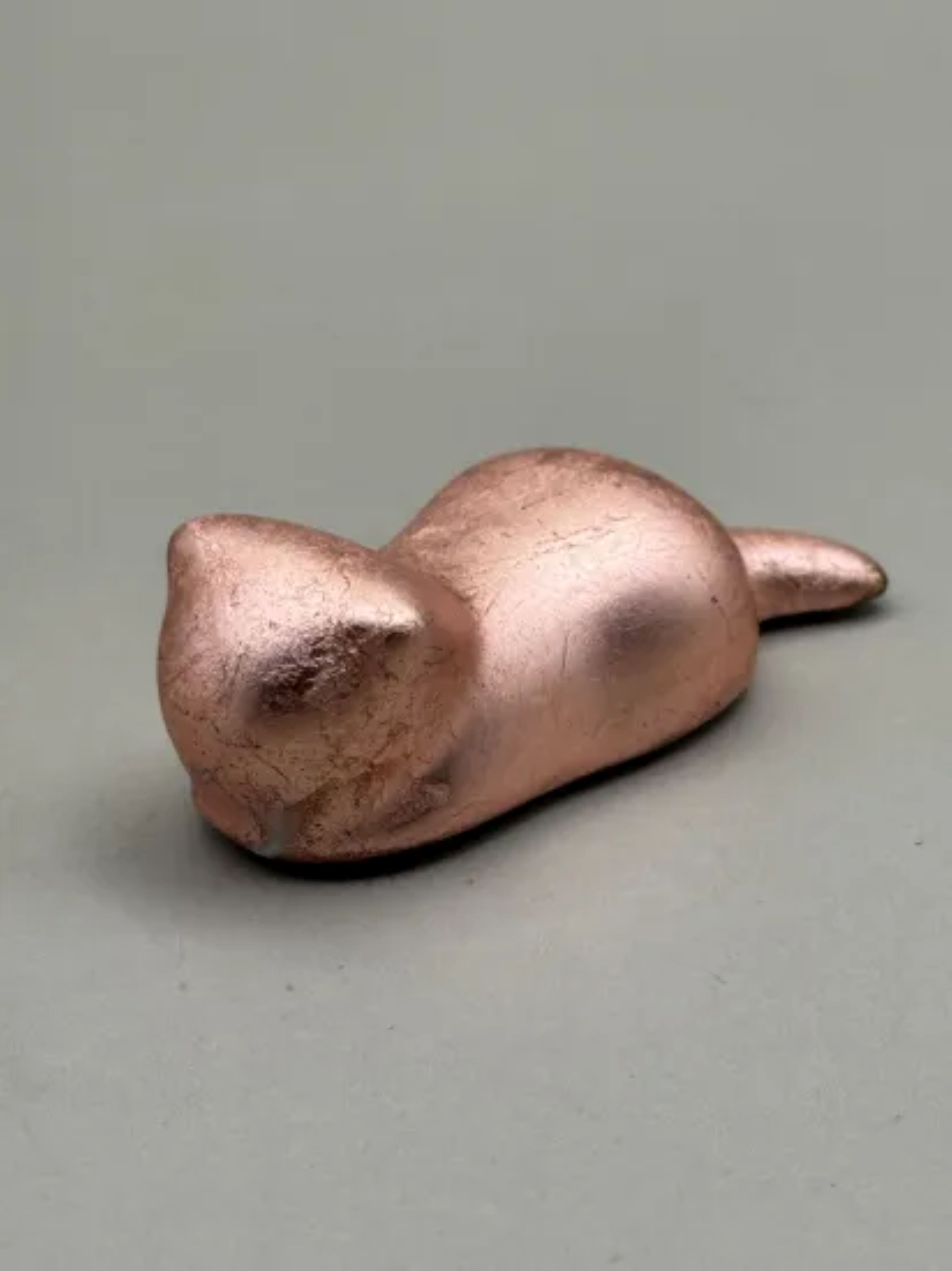 箸置き&nbsp;猫&nbsp;箔貼り銅［NF236］