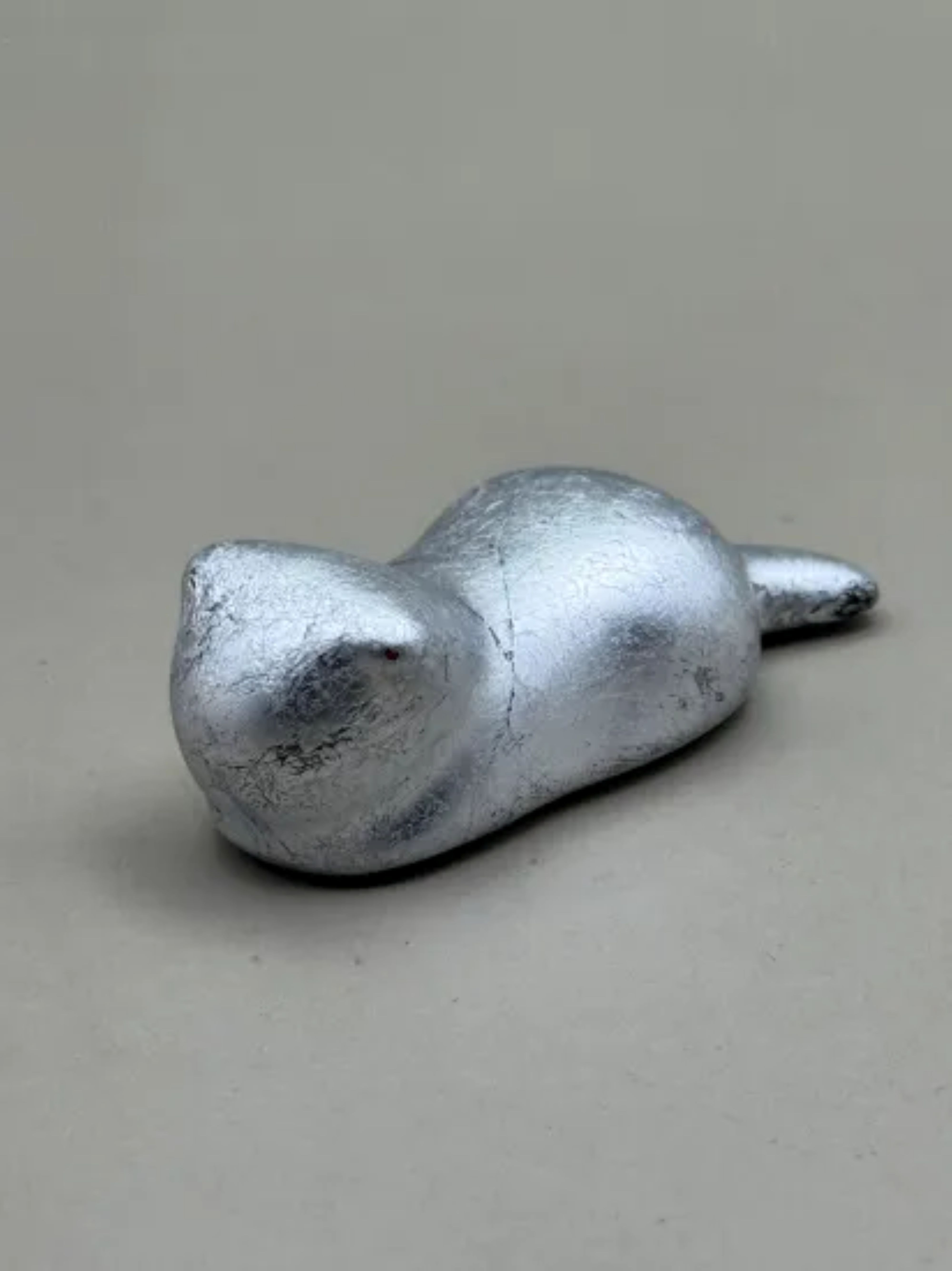 箸置き&nbsp;猫&nbsp;箔貼り銀［NF237］