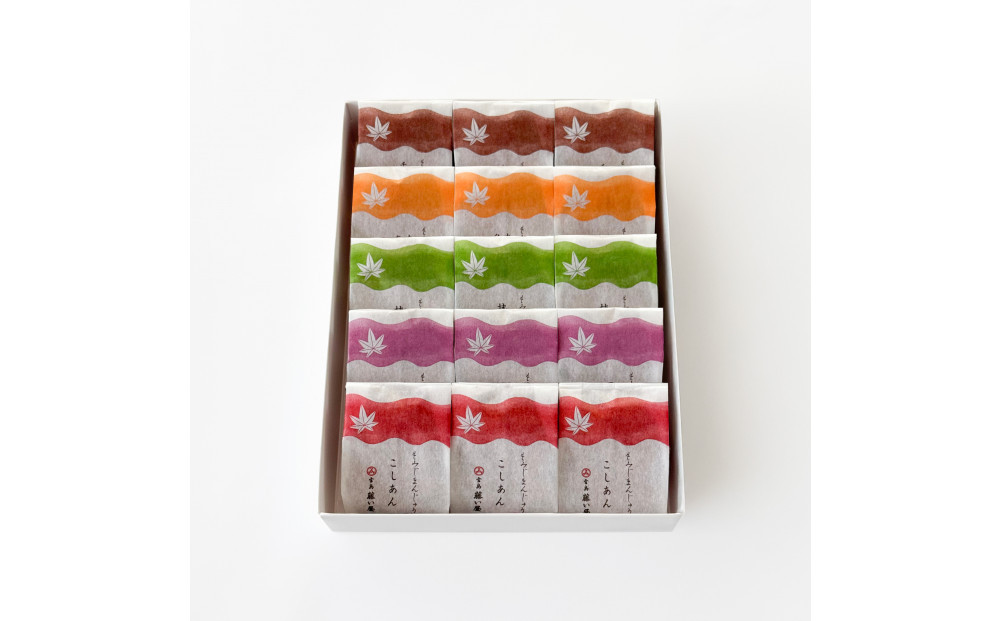 【藤い屋】もみじまんじゅう五種詰合せ１５個入り