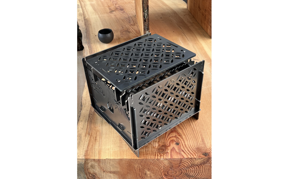 3WAY焚火BOX和柄スタンダードセット＋グリル鉄板L和柄4.5mm厚（オプション品）