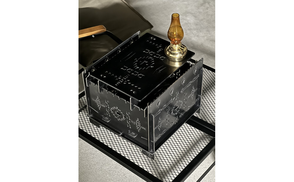 3WAY焚火BOXオルテガ柄&nbsp;スタンダードセット＋グリル鉄板Lオルテガ柄4.5mm厚（オプション品）