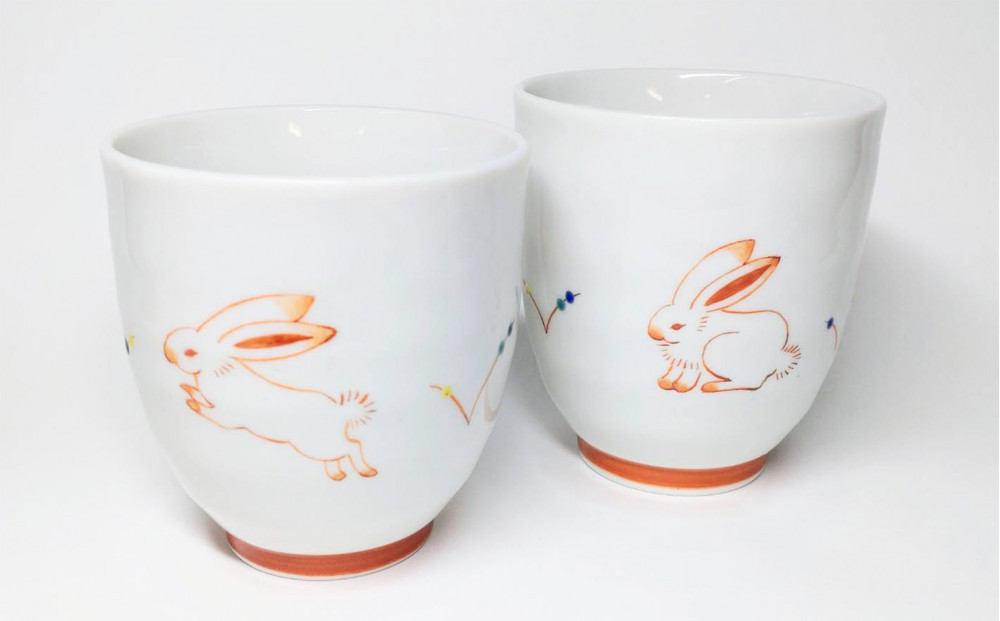 九谷焼　組湯呑　うさぎ