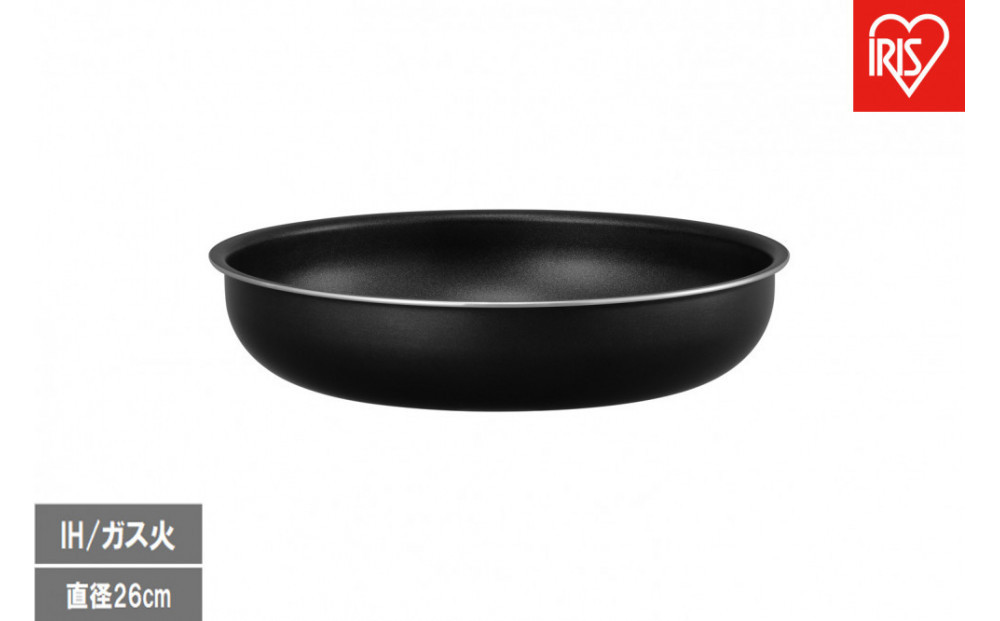 ダイヤモンドコートパン&nbsp;フライパン２６ｃｍ&nbsp;ＩＨ・ガス火対応&nbsp;NTF-SEI26F&nbsp;ブラックメタリック