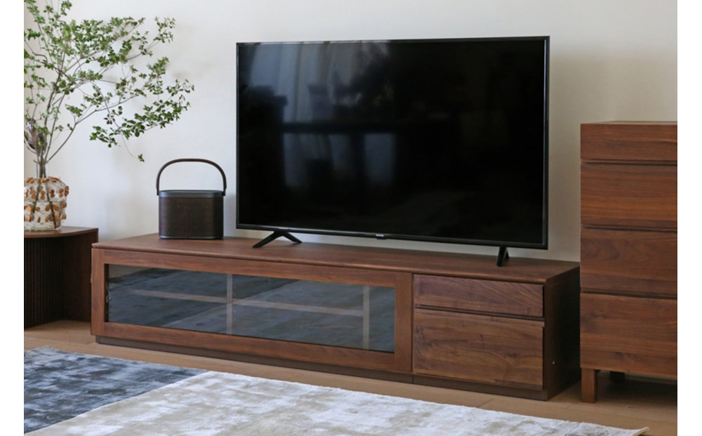 【開梱設置】高野木工&nbsp;ASTER&nbsp;SET8&nbsp;アスター&nbsp;180TV天板&nbsp;+&nbsp;120TVガラス扉&nbsp;+&nbsp;60TVチェスト&nbsp;ウォルナット【10年保証】