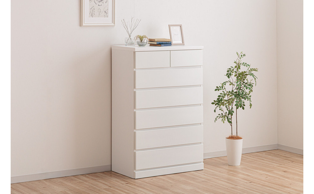 シン&nbsp;パッソ&nbsp;75cm幅6段&nbsp;ホワイト&nbsp;収納&nbsp;チェスト&nbsp;木製&nbsp;完成品&nbsp;シンプル&nbsp;収納棚&nbsp;衣装ケース