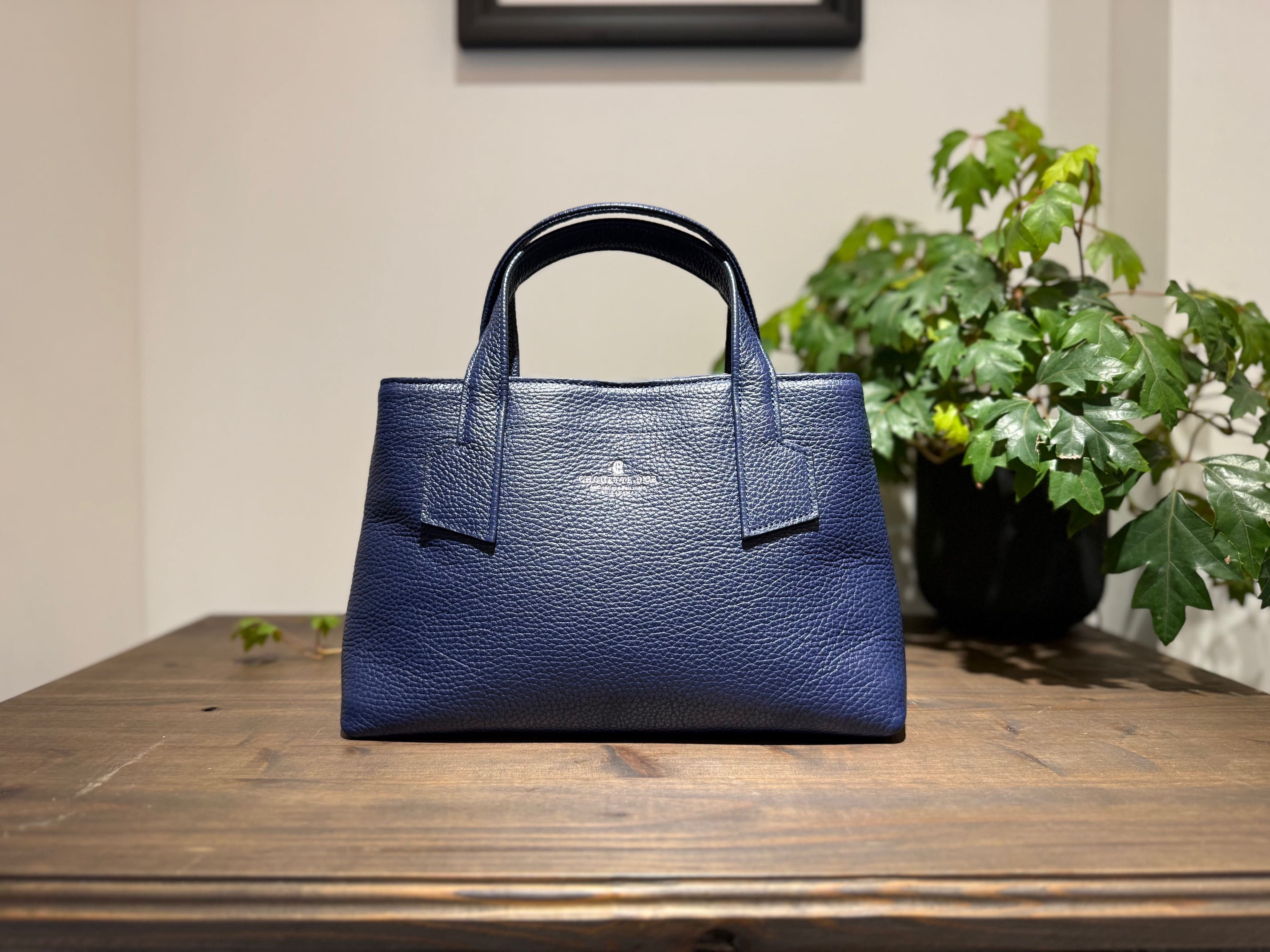 革職人が作った本革トートバッグXSシュリンク【ネイビー】