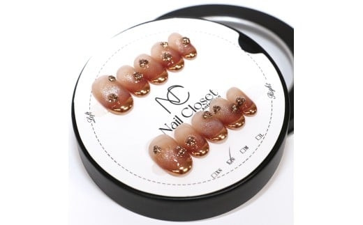 ネイルチップ　ショート【飴色の華】Lサイズ　Antellijan大宮ネイルサロンのハンドメイド　S1-L