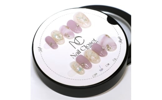 ネイルチップ　ミディアム【月紫】Mサイズ　Antellijan大宮ネイルサロンのハンドメイド　M3-M　