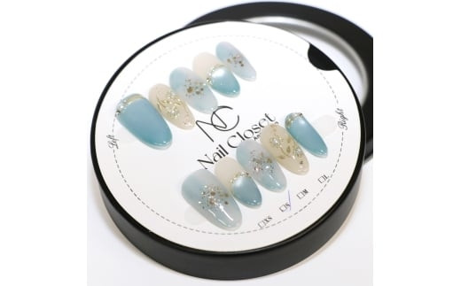 ネイルチップ　ロング【朝露の庭】Mサイズ　Antellijan大宮ネイルサロンのハンドメイド　L3-M