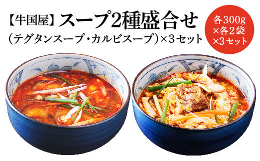 【牛国屋】スープ2種盛合せ（テグタンスープ、カルビスープ）　各300g×2袋×3セット