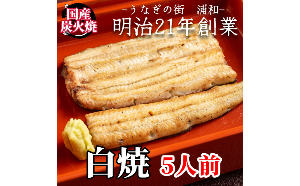 【満寿家】国産うなぎ白焼　5人前【11100-0146】