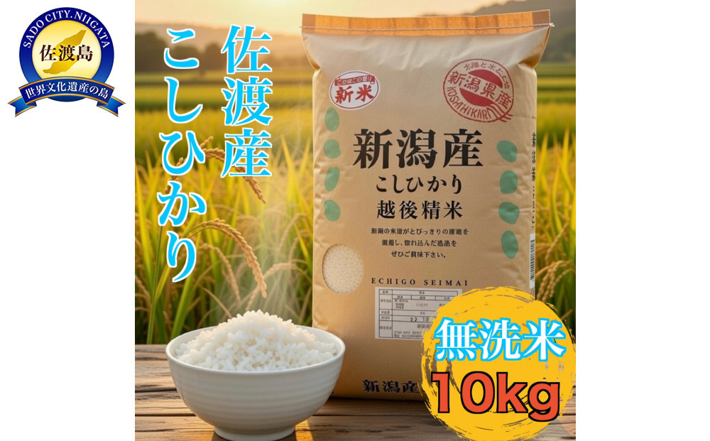 【佐渡島が誇る極上コシヒカリ】無洗米&nbsp;佐渡産コシヒカリ&nbsp;10kg（5kg×2袋）