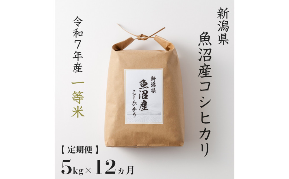 《&nbsp;令和7年産&nbsp;&nbsp;》&nbsp;定期便&nbsp;5kg&nbsp;×&nbsp;12ヶ月&nbsp;魚沼産コシヒカリ&nbsp;一等米
